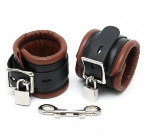 Esposas para Pies Cuero Negro y Marrón 7cm Candados